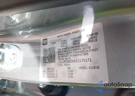 2025 Chevrolet Colorado 2Wd Wt z USA, uszkodzony, nr VIN 1GCPSBEK6S1175171